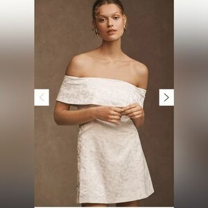 BHLDN Ingrid Stretch Jacquard Off-The-Shoulder Mini Dress